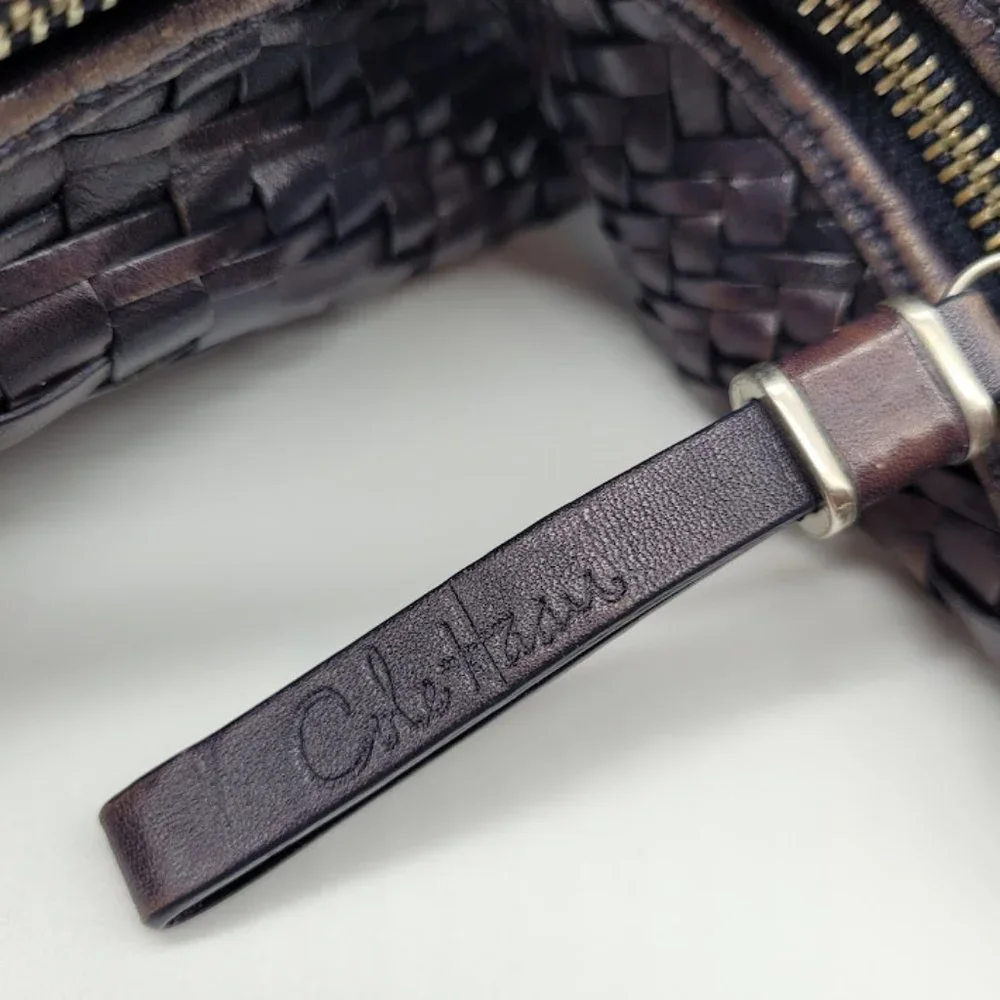 SOLD: Cole Haan Genevieve Leather Weave Satchel Tote Hobo Purse Blue Bag Luxury - Picture 9 of 16